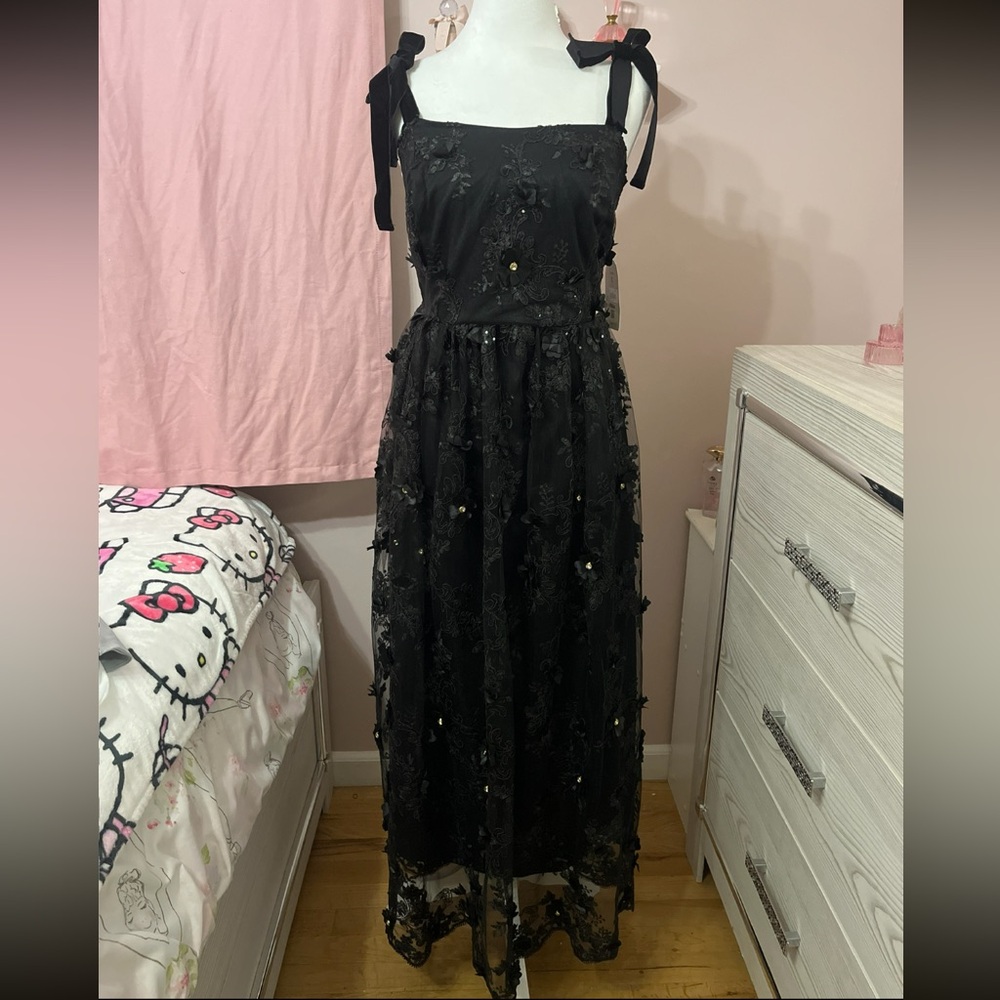 Elegant Black Floral Women's Dress